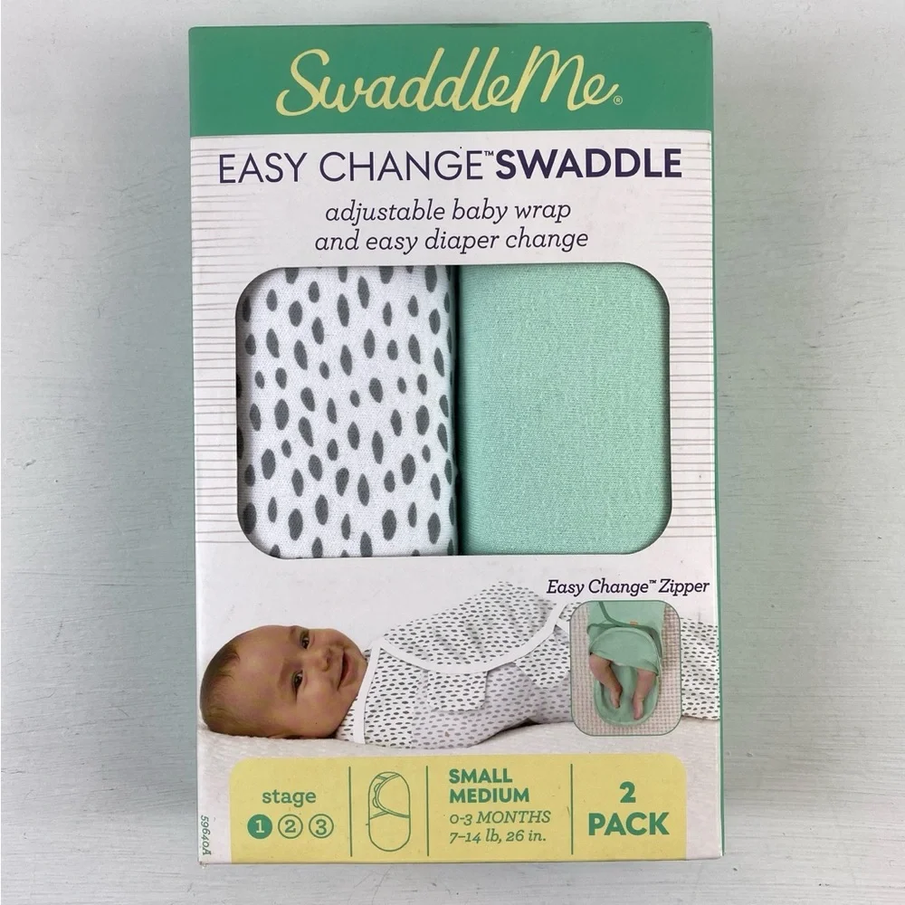 SwaddleMe Easy Change Diaper Covers - Solid Mint and Patterned Gray 2-pack‎ NIB